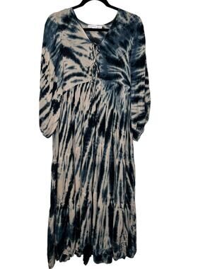 Young Fabulous and Broke Blue Tie Dye Boho Maxi Dress size small